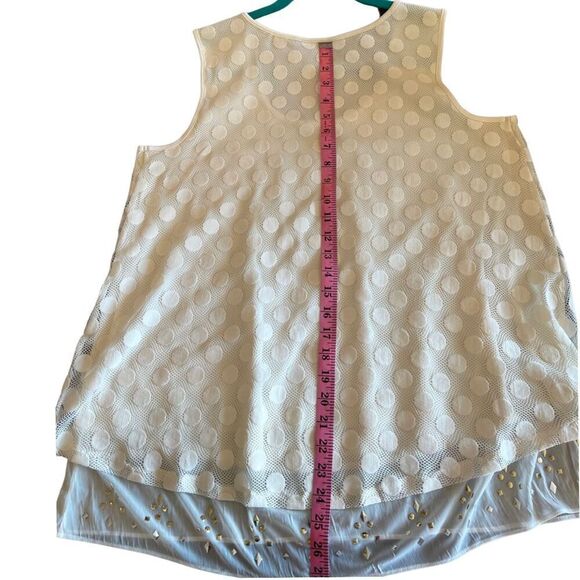 Style & Co Cream Lace Polka Dot Tank Top Layered Chiffon Size L - Picture 11 of 11
